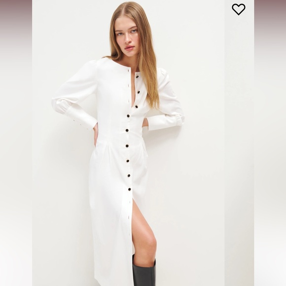 NWT Reformation Halia midi shirt Dress velvet buttons a line poplin cotton - Picture 11 of 16